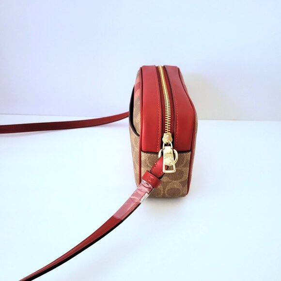 Coach CAQ42 Mini Jamie Camera Bag Signature Stripe Crossbody Handbag Tan Multi - Picture 4 of 6